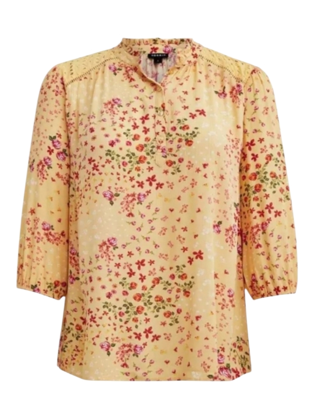 Torrid Yellow Floral Crinkle Gauze Button-Front Blouse Plus Size 3X
